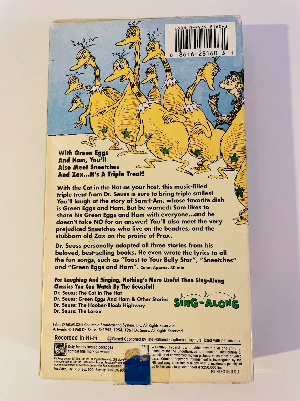 1990s Dr. Seuss Green Eggs and Ham VHS Movie Funny Learning Kids Movies