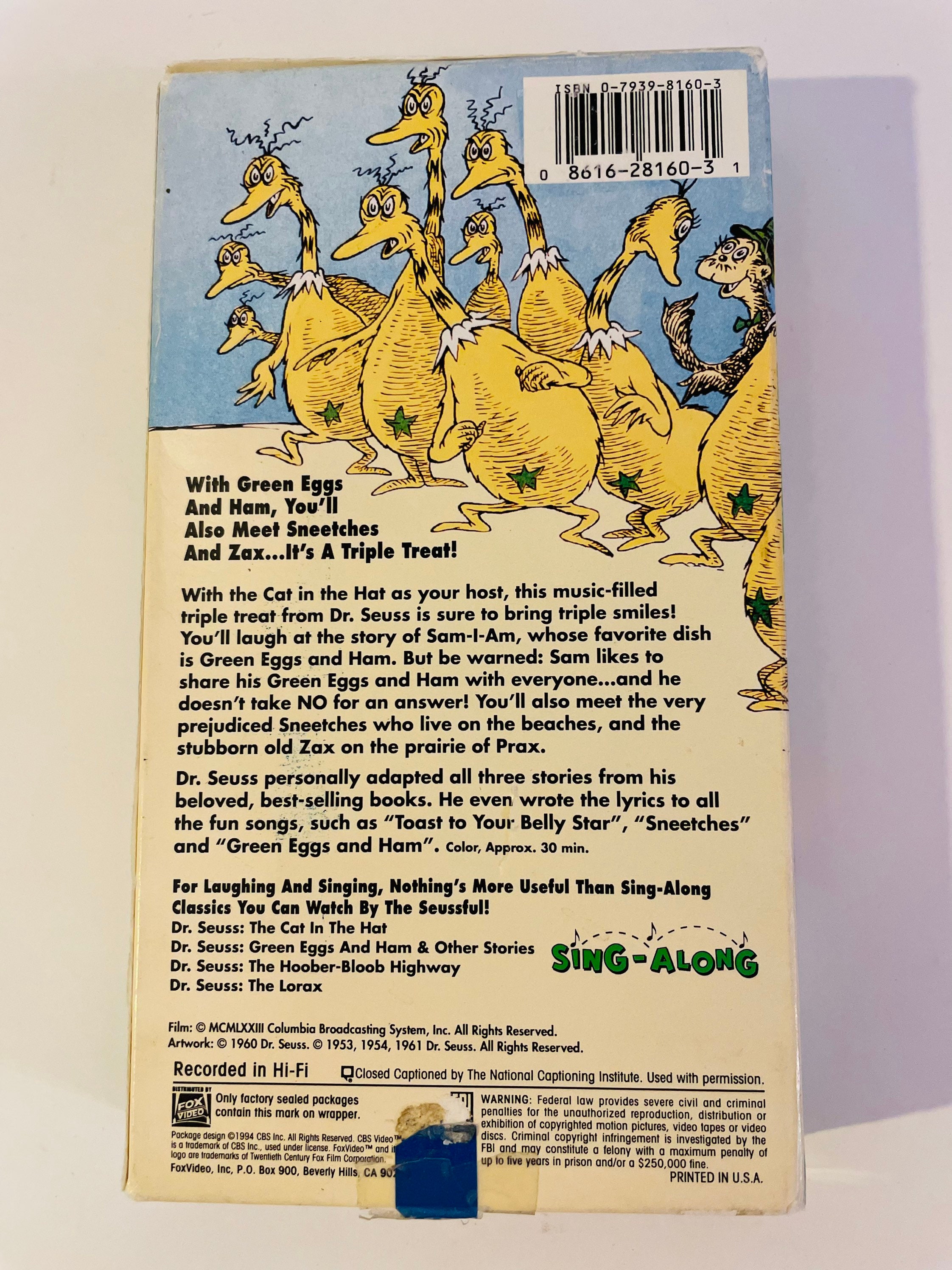 Dr Seuss Green Eggs And Ham Vhs Dr Seuss Green Eggs And Ham Vhs 2003