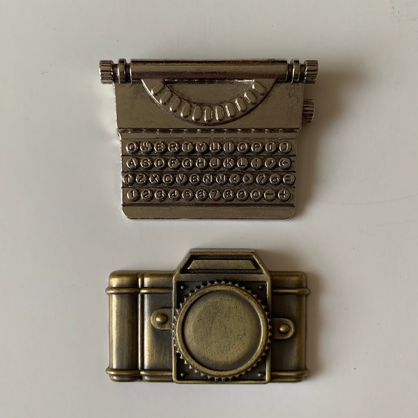 Metallic Typewriter and Camera Jewelry and Crafting Odds and Ends • Large Crafting Charms