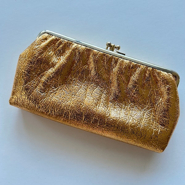 1950s Entre Nous Gold Clutch Evening Bag • Elegant Handbag • Shiny Gold Mid-Century Handbag  • Vintage Formal Handbag