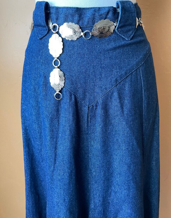 Western Jean Skirt with Concho Belt • Long Denim … - image 3