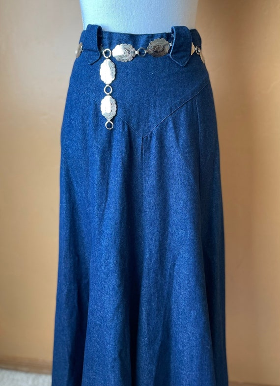 Western Jean Skirt with Concho Belt • Long Denim … - image 1