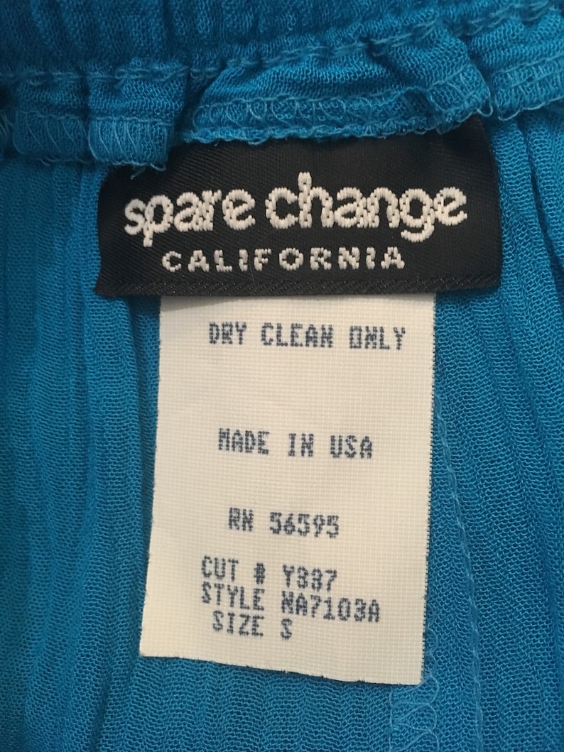 1990s Rayon Shorts S \u2022 Bright Turquoise Skirted Elastic Waist Shorts with A Longer Length \u2022 90s Fashion
