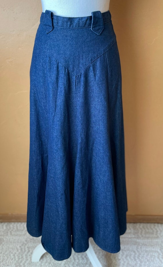 Western Jean Skirt with Concho Belt • Long Denim … - image 6