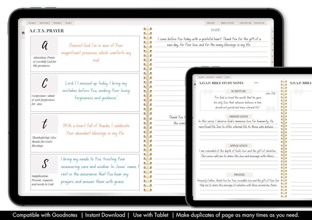 Digital Bible Study Journal & Prayer Notebook, + Planner Pages for ...