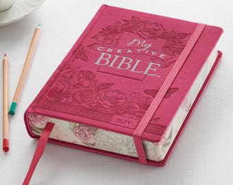 Journaling Bibles - Pink Journaling Bible - Creative Journaling Bible - Gift for women- Illustrated Bible Journal - Journal Bible