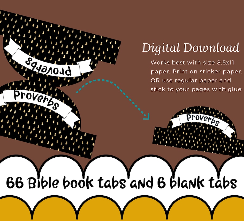 Black and Gold Bible Tabs Printable With 66 Books of the Bible Etsy
