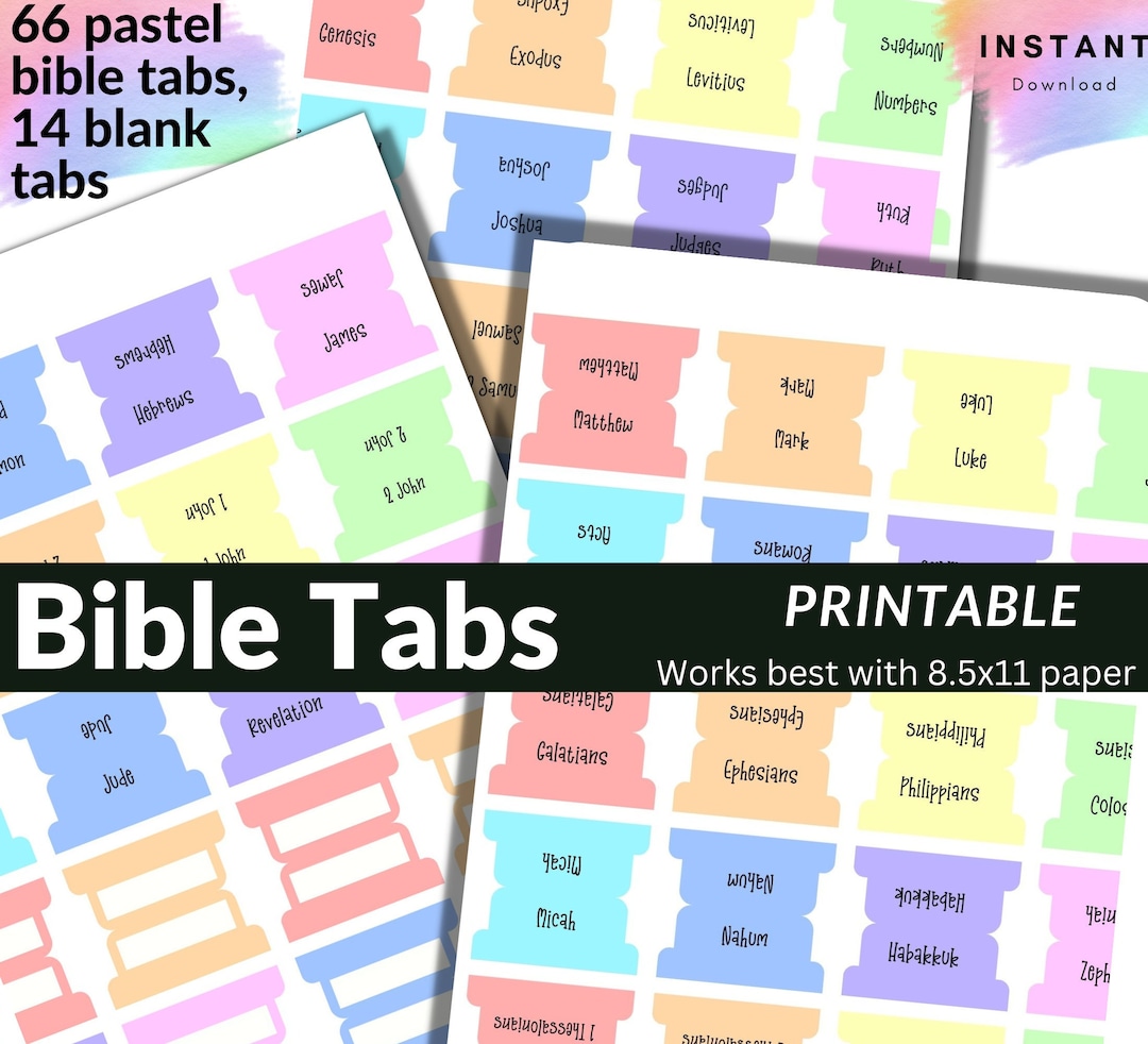 Bible Tabs Pastel Rainbow | 66 Bible Index Tabs With 14 Blank Tabs ...