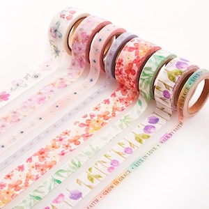 Bible Journaling Washi Tape Set - Set of 8 pieces - Christian washi tape - pink floral washi tape craft supply