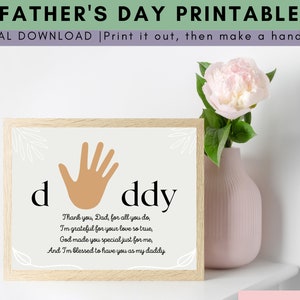 Cristiano basado en la fe imprimible para el Día del Padre Regalo de recuerdo personalizado para papá del arte de la huella de la mano del niño - Descarga instantánea del tamaño de la letra