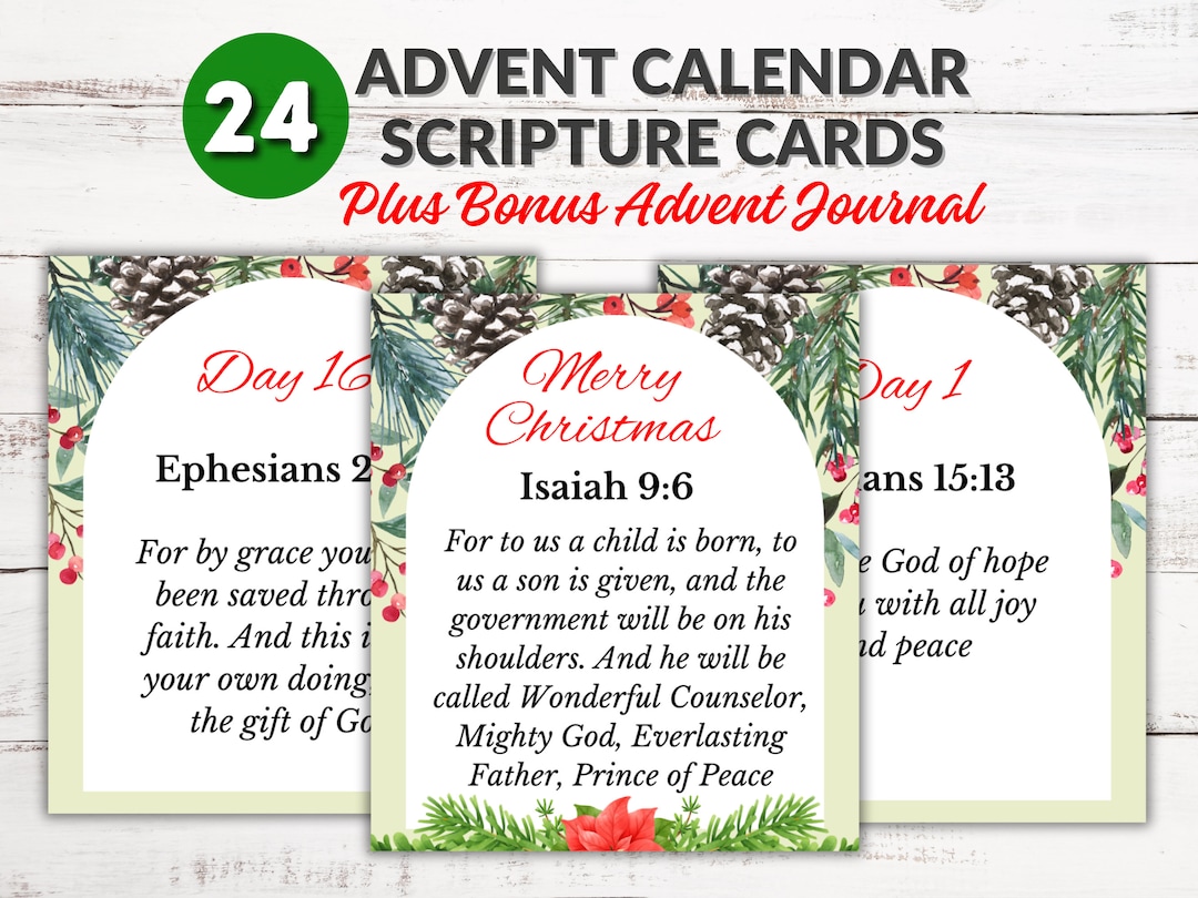 Printable Advent Calendar Scripture Cards With Bonus Journal - Etsy