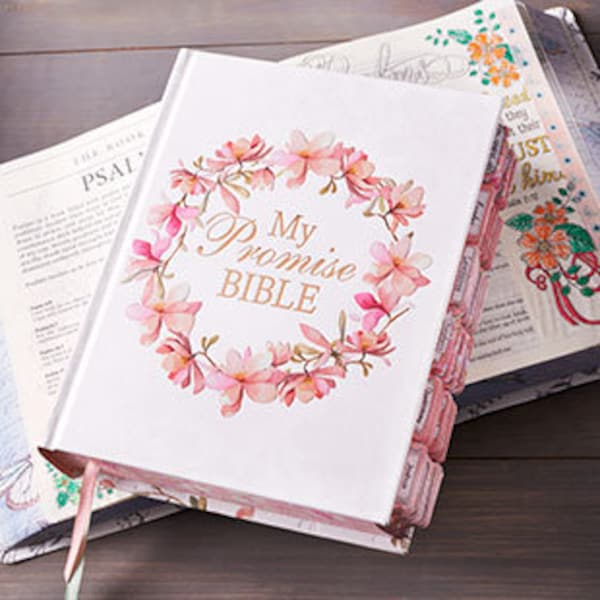 KJV My Promise Bible - Bible de journalisation en rose relié - Livré avec des onglets de livre - Idée de cadeau religieux - Idée de cadeau de Noël