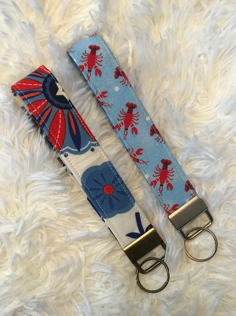 Fabric KeychainsLobster /& Floral Fabric