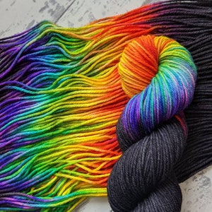 Darkside of the Rainbow - Hand dyed superwash merino yarn