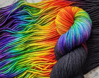 Darkside of the Rainbow - Hand dyed superwash merino yarn