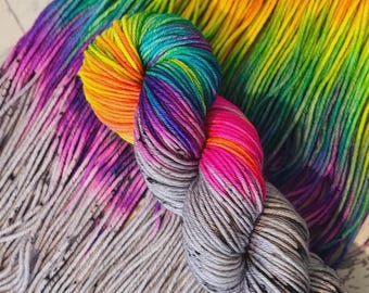 Stormborn Rainbow - Hand dyed superwash merino yarn