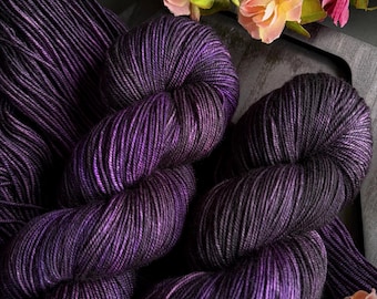 Nightshade Bloom - Hand dyed superwash merino yarn