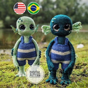 Lochlan the lake monster - Crochet Amigurumi Pattern - Available in English, Portuguese
