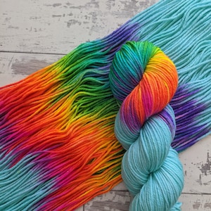 Fantasy Rainbow - Hand dyed superwash merino