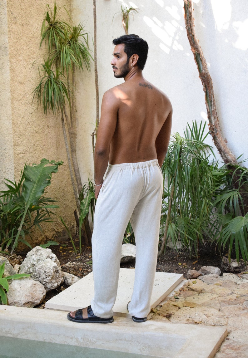 Sand color very soft linen pants image 2