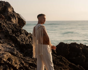 Macrame Sleeve Top, haut tissé à la main du festival Burning Man