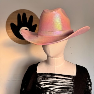 Pink iridescent cowboy hat