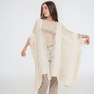 Burning Man Dress 35 inches long, boho chic tulum burning man oversized handmade poncho, Coachella relax fit Hand knit unisex poncho
