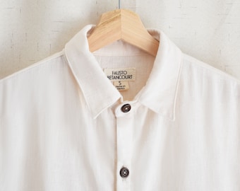 Chemise en lin à col classique, chemise boutonnée douce et fraîche de créateur