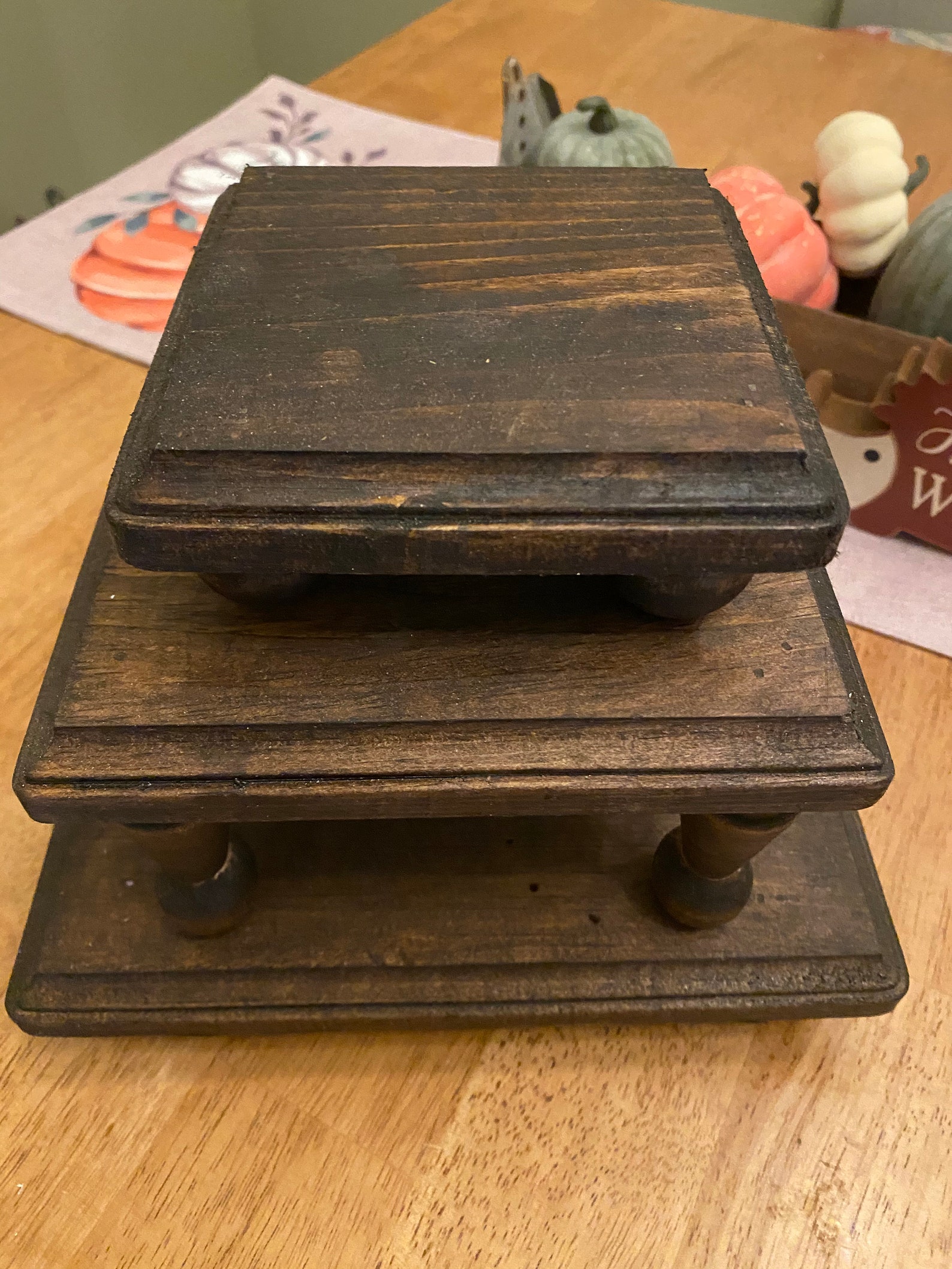 Wood Tray Riser Stand in Distressed Walnut Legs. Wood Riser. Etsy