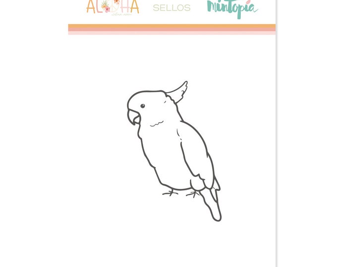 Mintopia Aloha - Cacatua Stamp,  scrapbook supplies, scrapbook, scrapbook stamp, bird stamp, nature stamp, cute stamp, animal stamp birds