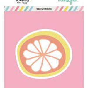 May include: A die-cut sticker featuring a stylized orange slice with a yellow outline. The sticker is part of a collection called "Summer Stories" by Mintie Pie.