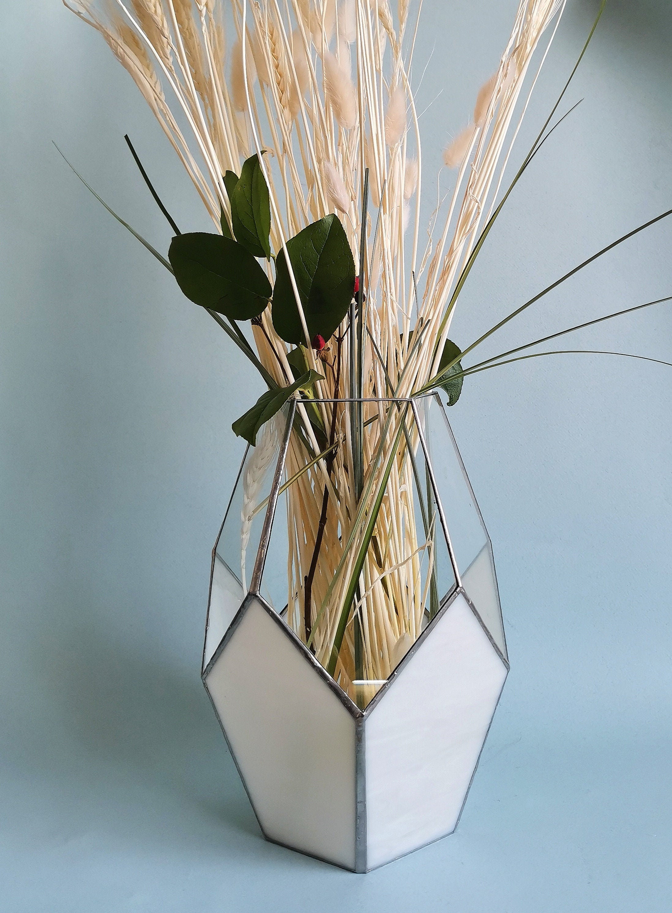 Geometric Vase Stained Glass Handmade Modern Vase Geometric Etsy