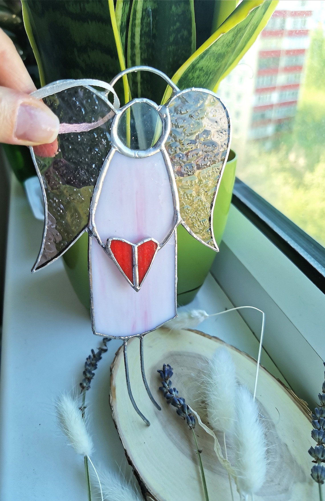 Angel Stained glass suncatcher Pendant Art Glass Window Etsy