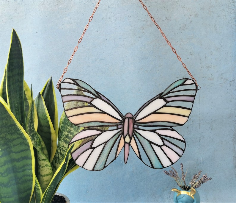 Luna Moth Stained Glass Suncatcher Modern window hanging Etsy