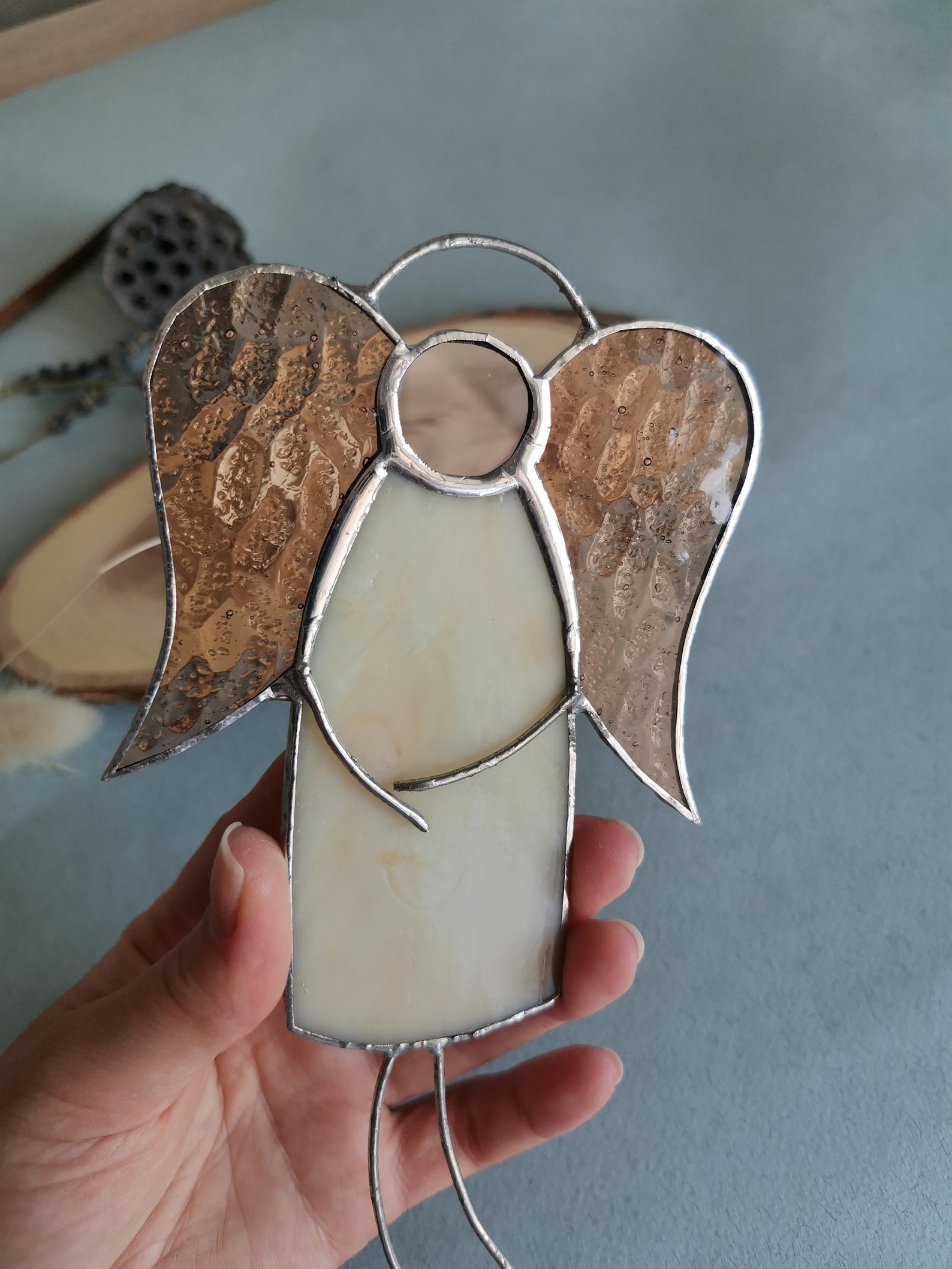 Angel Stained glass angel suncatcher Tiffany Technique Etsy