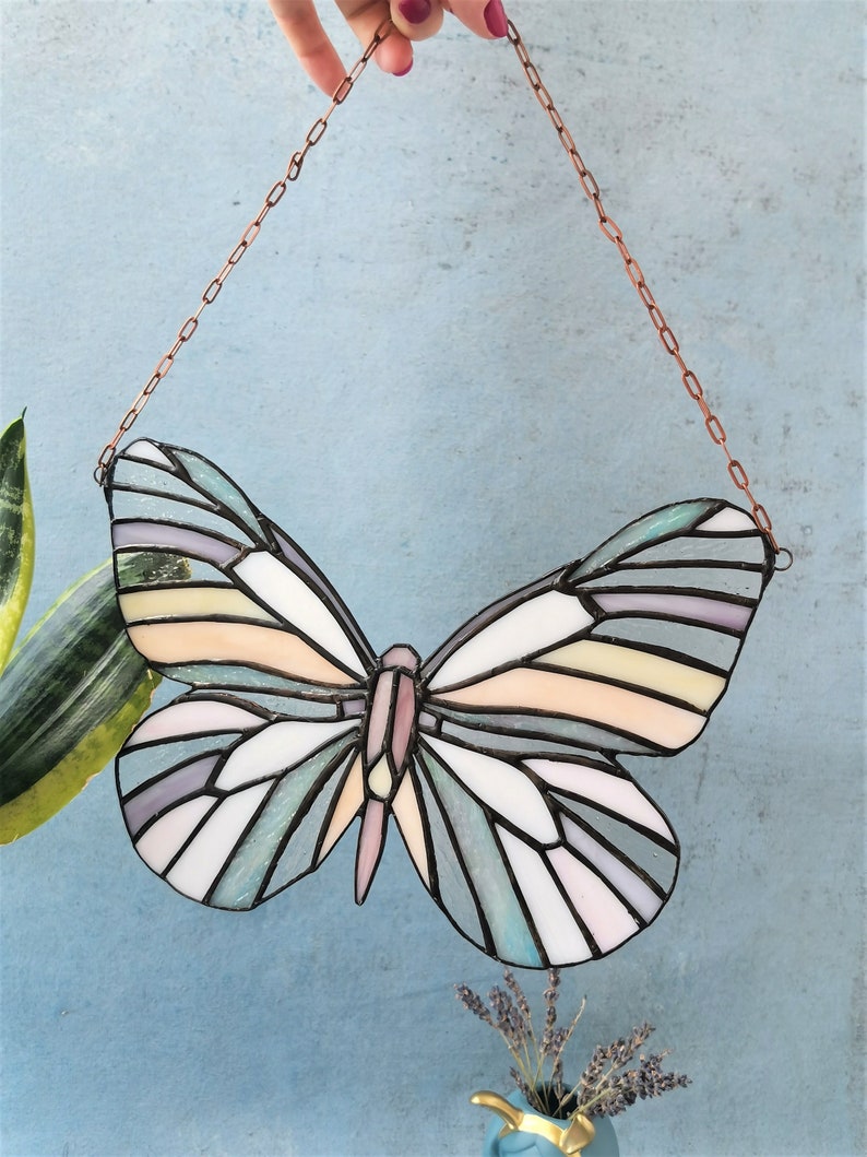 Luna Moth Stained Glass Suncatcher Modern window hanging Etsy