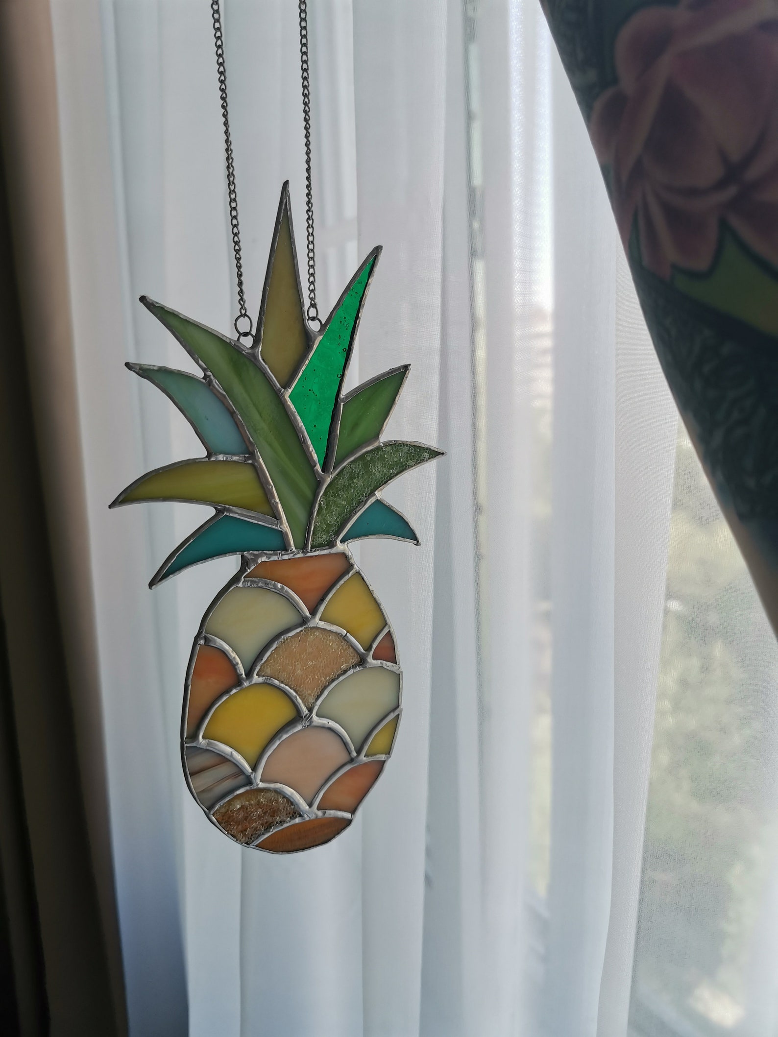 Pineapple Stained Glass Suncatcher Art Glass Window Etsy