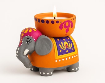Gift Decor Diya: Handmade Clay Indian Tealight Holder, Party Favor