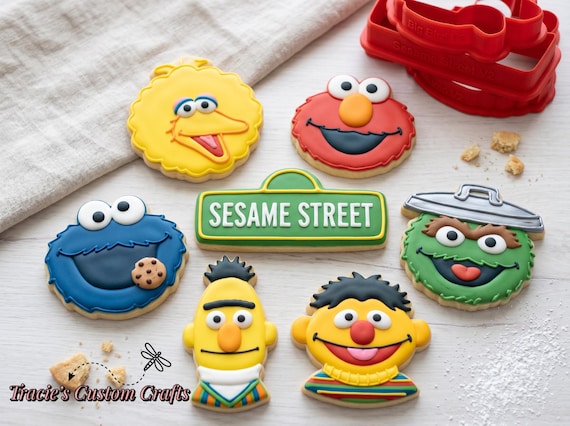 Sesame Street Inspired Cookie Cutters & Stamps • Elmo, Big Bird, Cookie Monster Baking Cutters • Birthday Party Cookie Set • Fondant Cutters