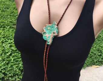 Splashed copper bolo tie