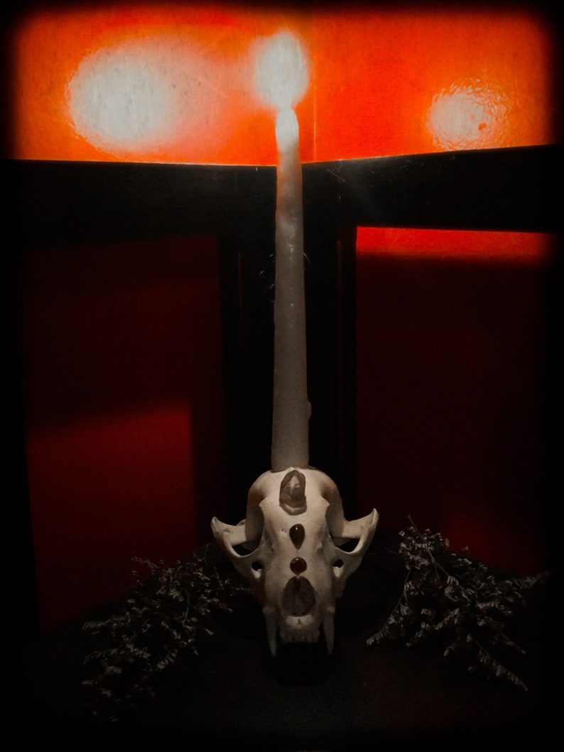 Altar Skull Crystal Candle Holder Animism Dedication