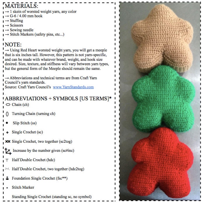 Board game Meeple: Crochet pattern