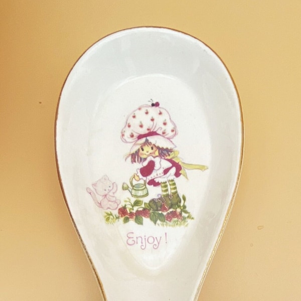 1980s Strawberry Shortcake Spoon Rest/Vintage Strawberry Shortcake/Designs Collection Strawberry Shortcake Earthen Ware Spoon Rest