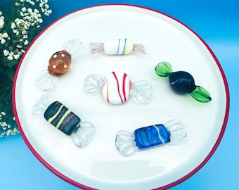 Handblown Glass Candy Set: Colorful Art Glass Pieces