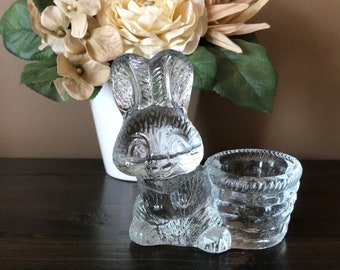 Portavotivas de conejo de cristal vintage: figura de conejo para decoración de Pascua