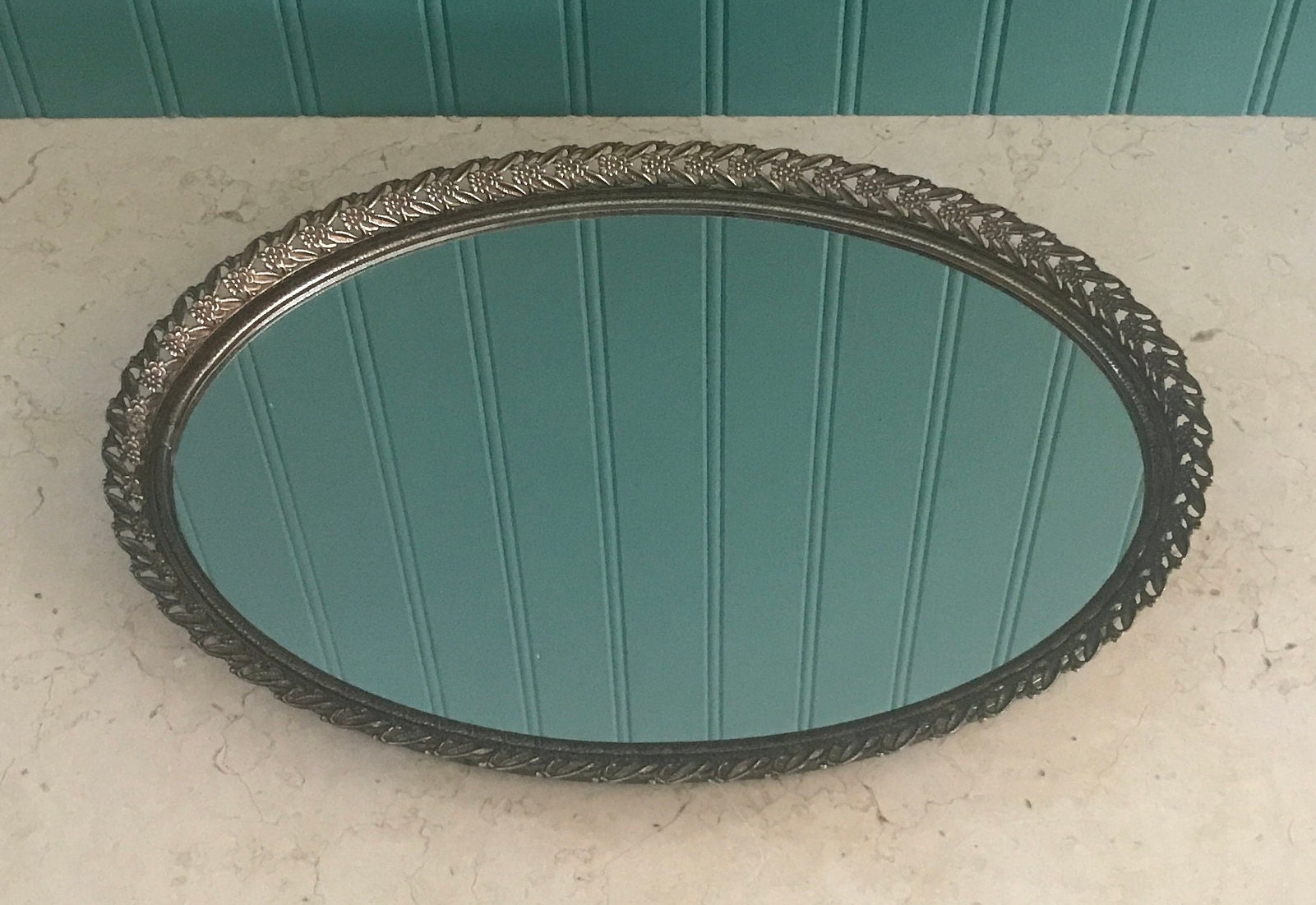 Vintage Gold Oval Vanity Mirror Tray/oval Mirror Tray/gold Etsy