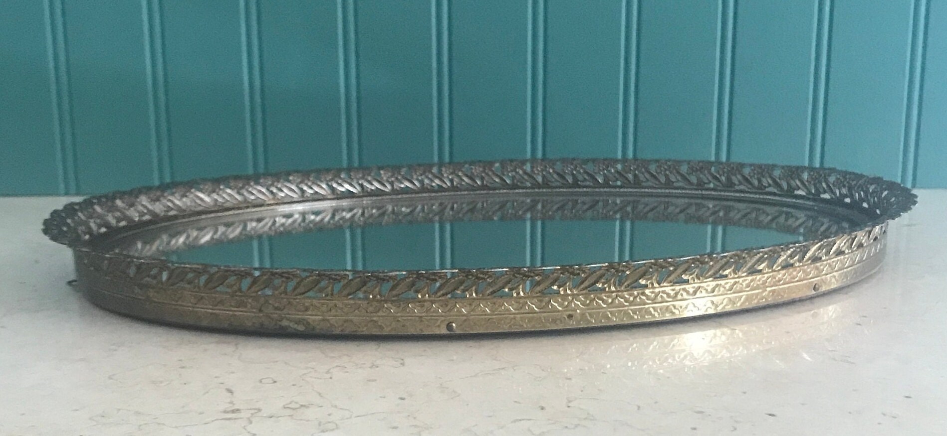 Vintage Gold Oval Vanity Mirror Tray/oval Mirror Tray/gold Etsy