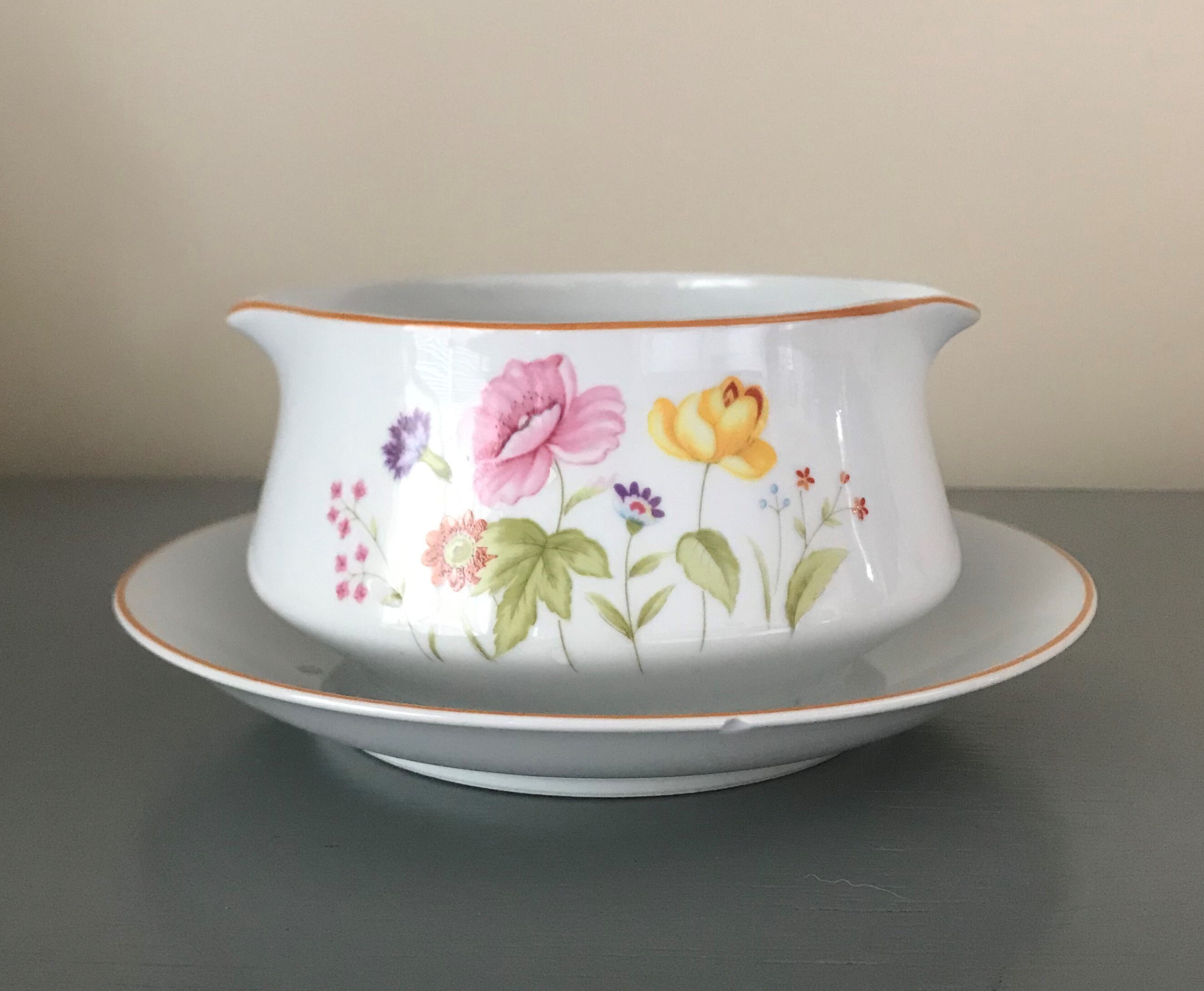 Mikasa Summer Melody Gravy Boat With Attached Underplate/Gravy Etsy