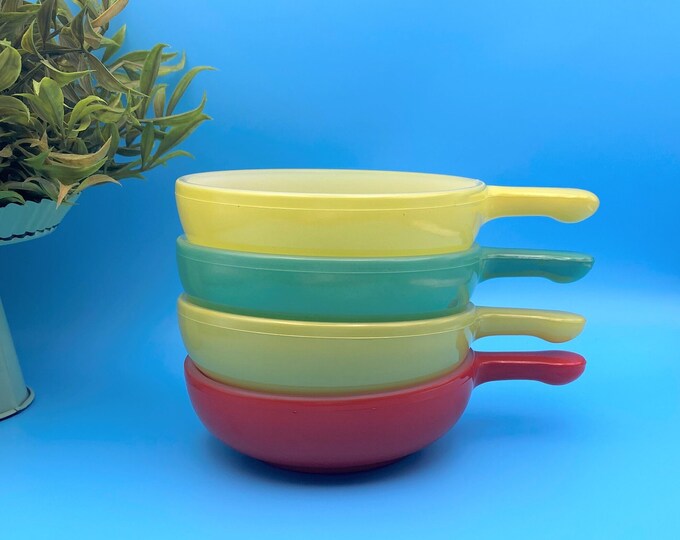 Vintage Glasbake Soup Bowls/set 4/glasbake Chili Bowls/glasbake Bowls