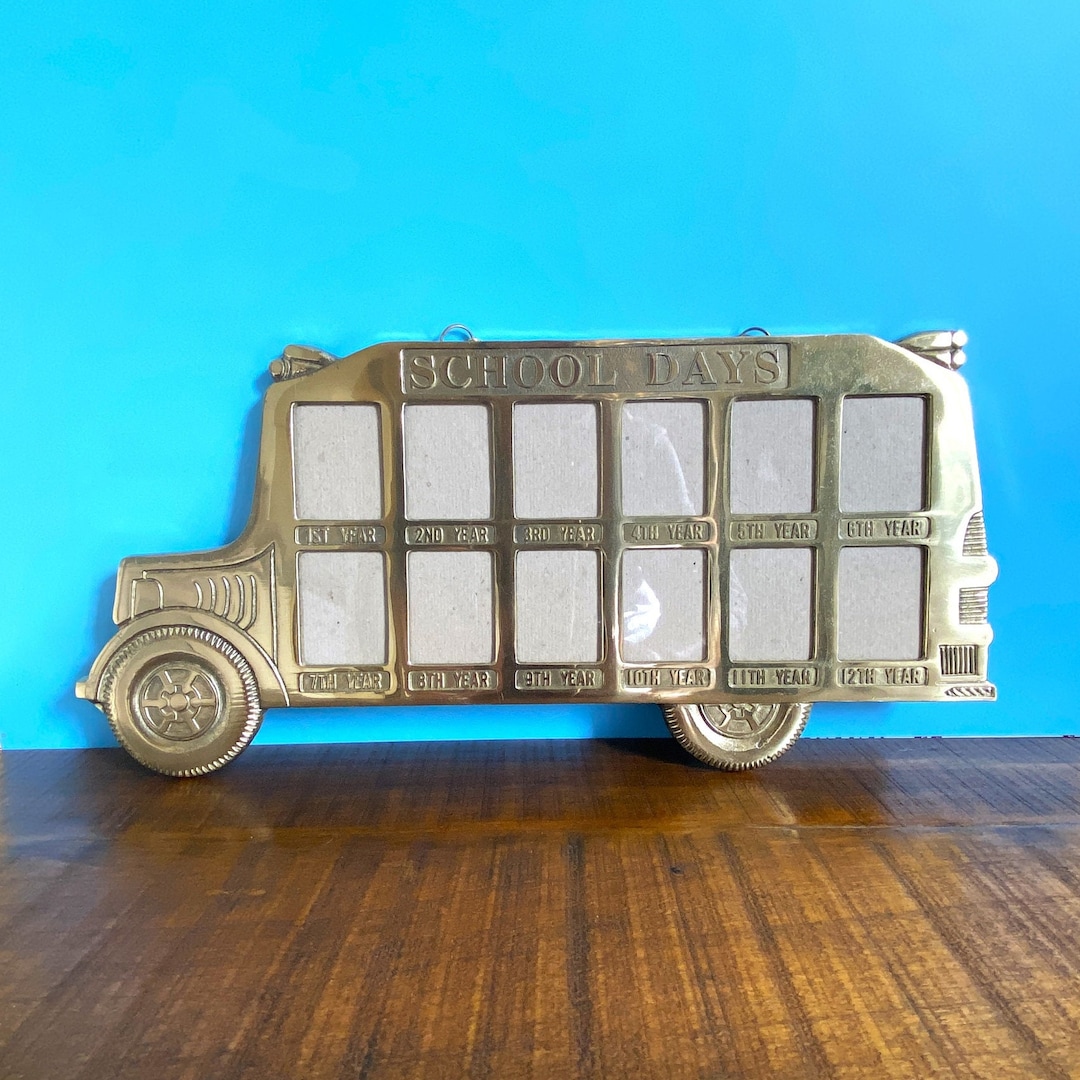 Vintage Brass School Bus Picture Frame/school Days Picture Etsy